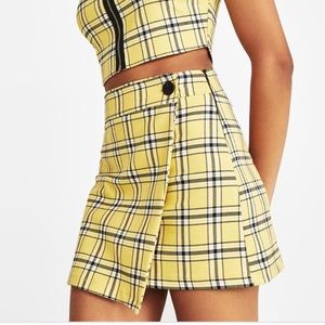 Bershka Cher Clueless Yellow Plaid Mini Skirt